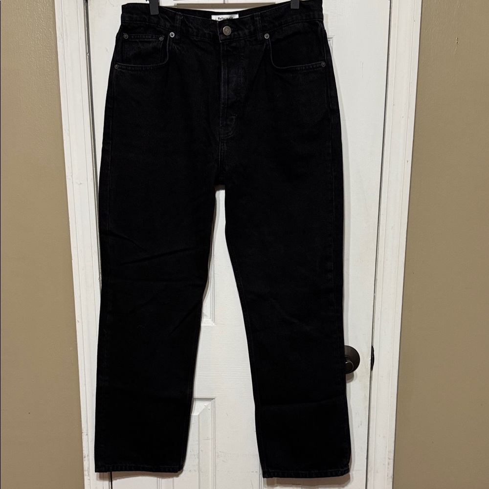 Reformation Cynthia High Rise Straight Jeans Black Size 31
